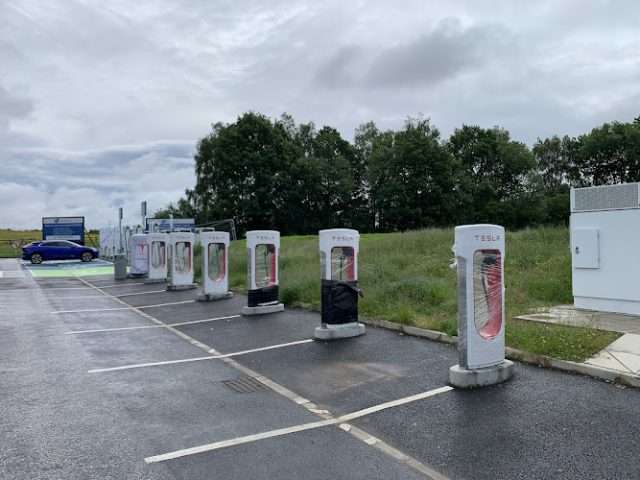 Tesla Supercharger in Heywood United Kingdom of Great Britain and Northern Ireland