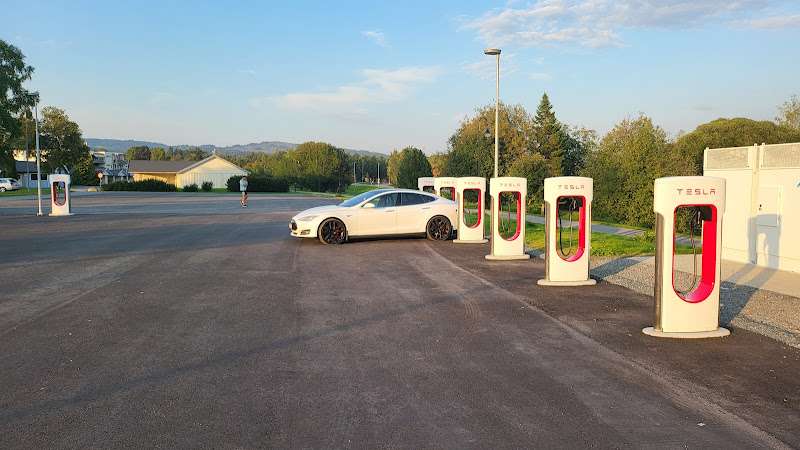 Tesla supercharger EV Charging Station at Rådhusgata 2