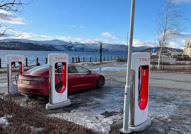 Tesla Supercharger in Fauske Norway 8200