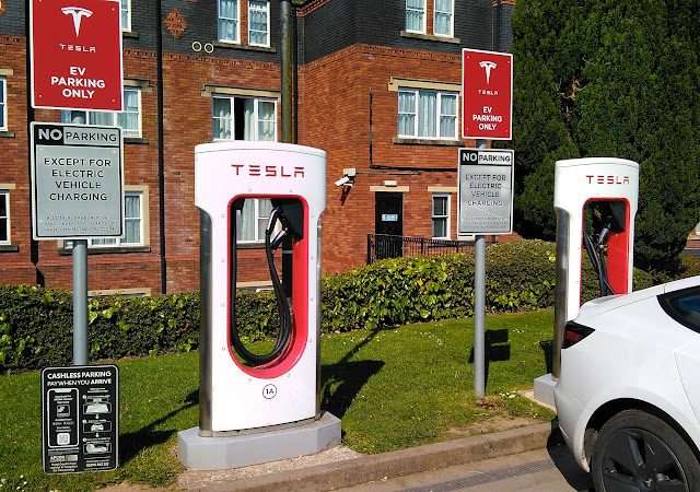 Tesla Supercharger in Warrington United Kingdom of Great Britain and Northern Ireland