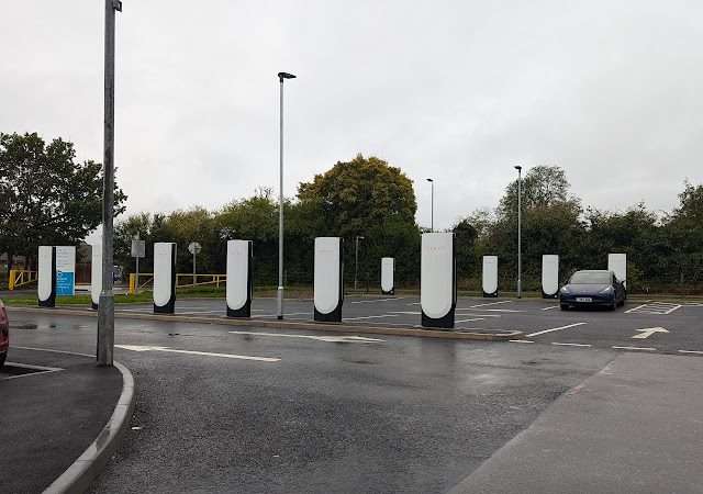 Tesla Supercharger in Leicester United Kingdom of Great Britain and Northern Ireland
