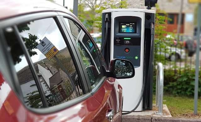 bp pulse Charging Station in Car United Kingdom of Great Britain and Northern Ireland
