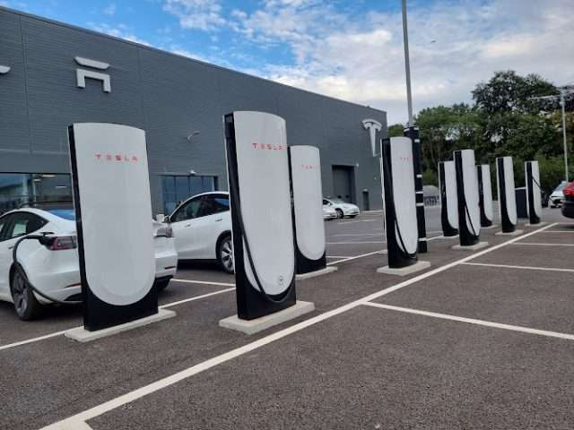 Tesla Supercharger in Exeter United Kingdom of Great Britain and Northern Ireland