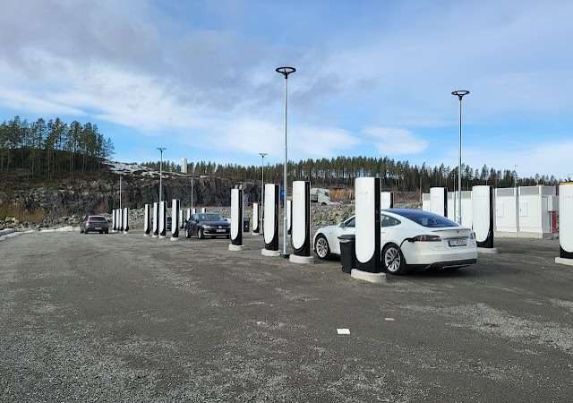 Tesla Supercharger in Tangen Norway 2337