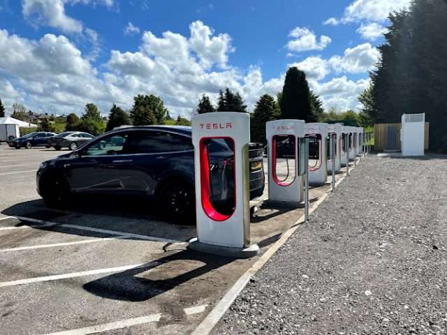 Tesla Supercharger in Flint United Kingdom of Great Britain and Northern Ireland