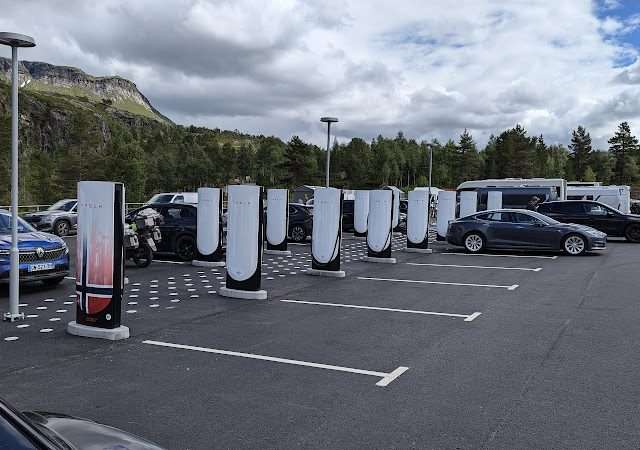 Tesla Supercharger in Vøringsfoss Norway 5785