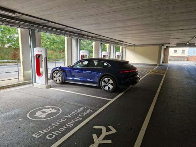 Tesla Supercharger in Carmarthen United Kingdom of Great Britain and Northern Ireland