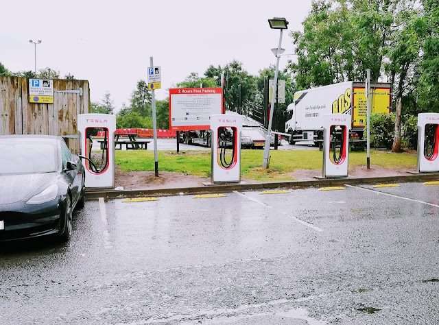 Tesla Supercharger in Gretna United Kingdom of Great Britain and Northern Ireland