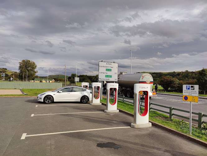 Tesla Supercharger EV Charging Station at Ffordd Parc y Llyn
