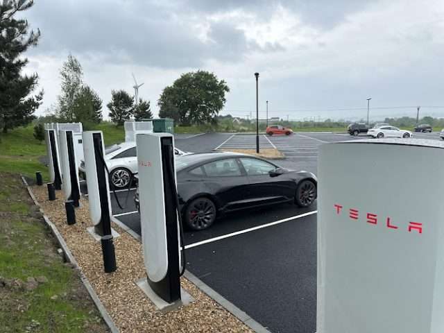 Tesla Supercharger in Larkhall United Kingdom of Great Britain and Northern Ireland