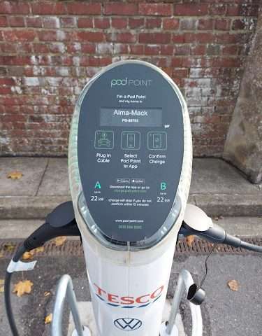 Pod Point Charging Station in Faversham United Kingdom of Great Britain and Northern Ireland