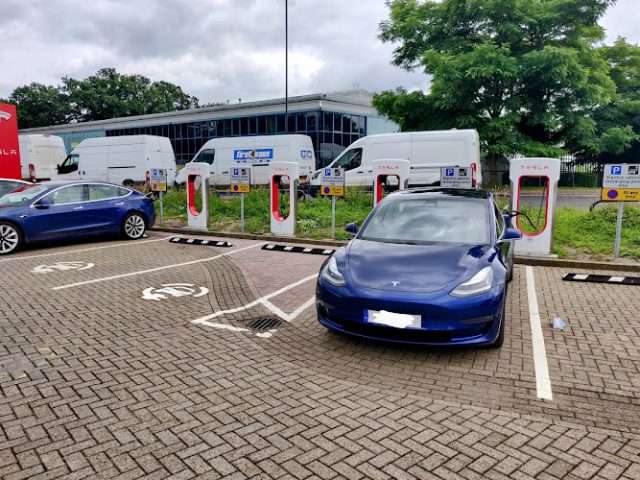 Tesla Supercharger in Crawley United Kingdom of Great Britain and Northern Ireland