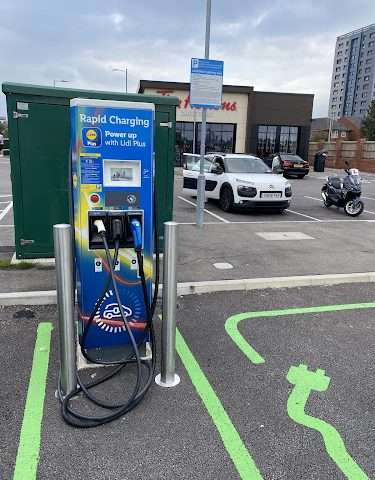 Lidl Charging Station in Liverpool United Kingdom of Great Britain and Northern Ireland