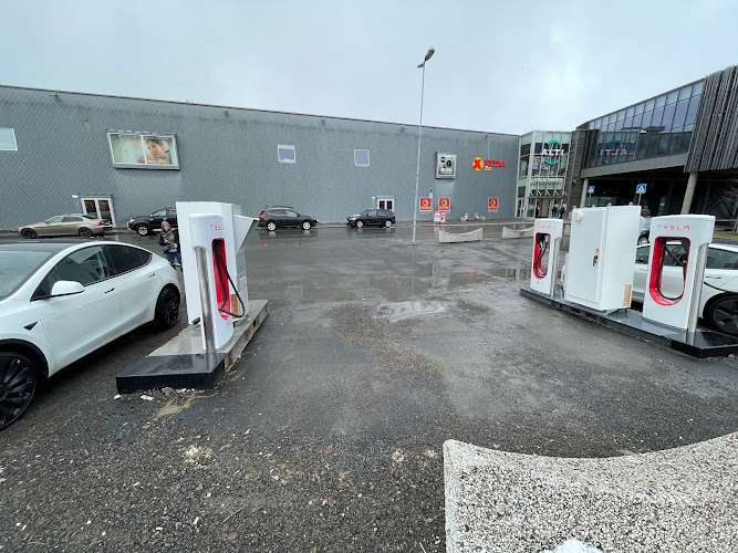 Tesla Supercharger EV Charging Station at Caroline Harveys vei 8
