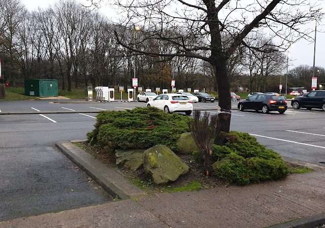 Tesla Supercharger in Brighouse United Kingdom of Great Britain and Northern Ireland