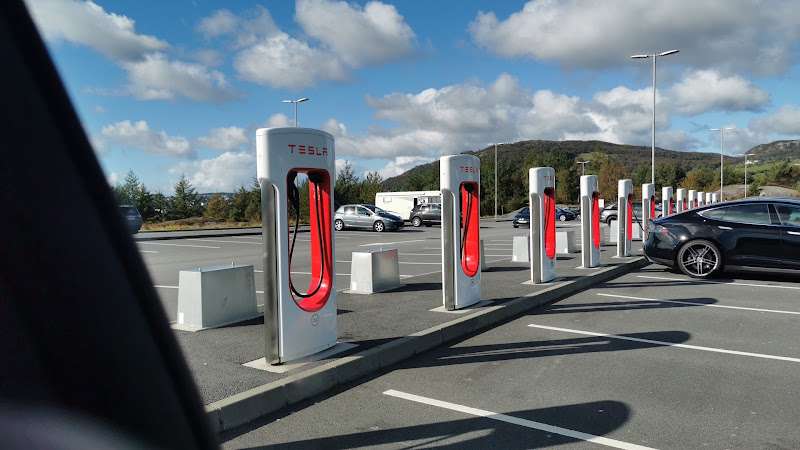 Tesla Supercharger EV Charging Station at Rådhusvegen