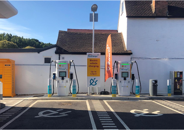 Shell Recharge Charging Station in Chertsey United Kingdom of Great Britain and Northern Ireland