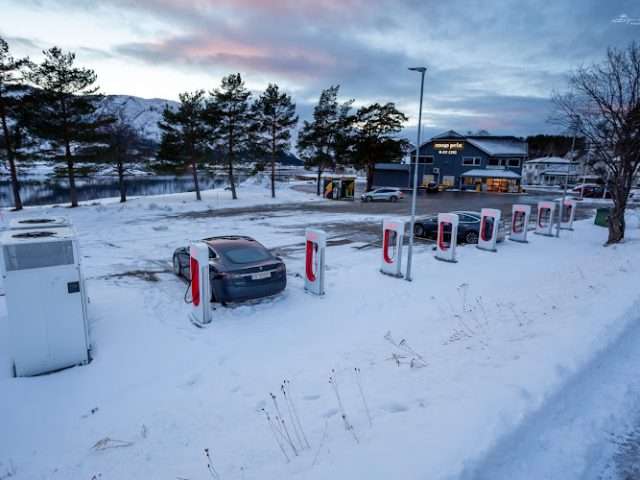 Tesla Supercharger in Treungen Norway 3855