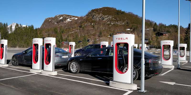 Tesla Supercharger EV Charging Station at Fjellstova Ørskogfjellet