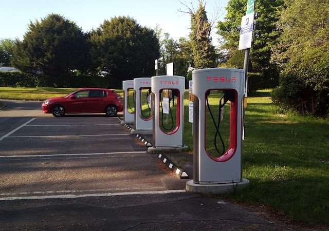 Tesla Supercharger in Farnham United Kingdom of Great Britain and Northern Ireland