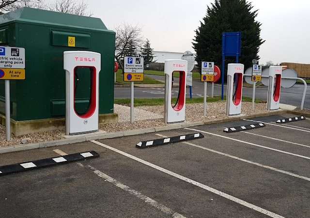 Tesla Supercharger in Grantham United Kingdom of Great Britain and Northern Ireland