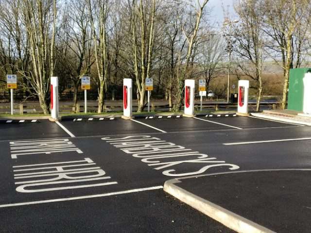 Tesla Supercharger in Bridgend United Kingdom of Great Britain and Northern Ireland