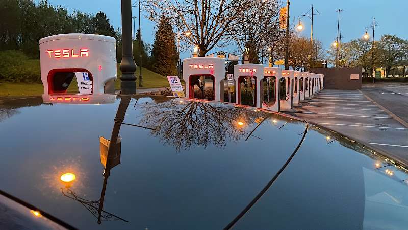 Tesla Supercharger EV Charging Station at Trafford Park