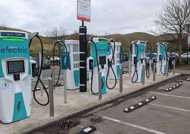 Applegreen Electric Charging Station in Biggar United Kingdom of Great Britain and Northern Ireland