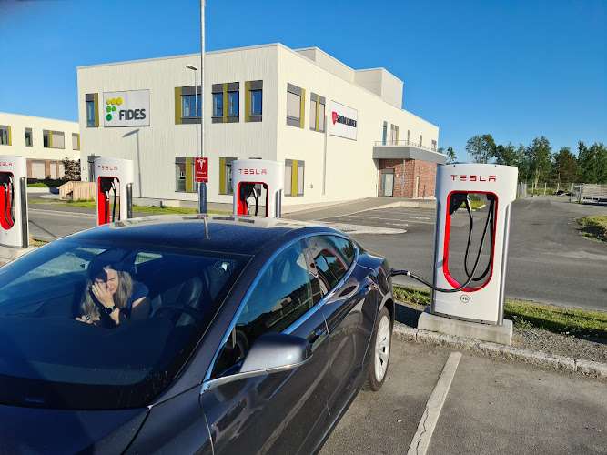 Tesla Supercharger EV Charging Station at Værnesgata 9