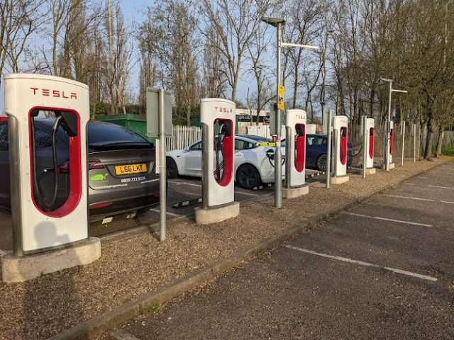 Tesla Supercharger in Potters Bar United Kingdom of Great Britain and Northern Ireland
