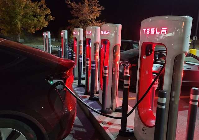 Tesla Supercharger in Bracebridge Ontario Canada