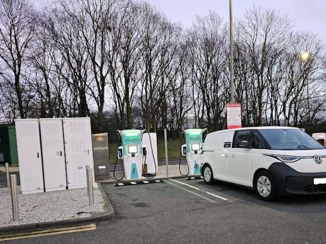 Applegreen Electric Charging Station in Brighouse United Kingdom of Great Britain and Northern Ireland